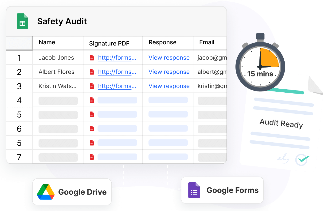 Health and safety forms for Google Forms